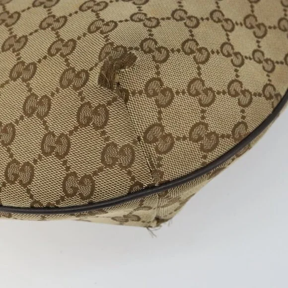 Authentic GUCCI GG Canvas Shoulder Bag Beige Gold 181092 - Picture 7 of 16